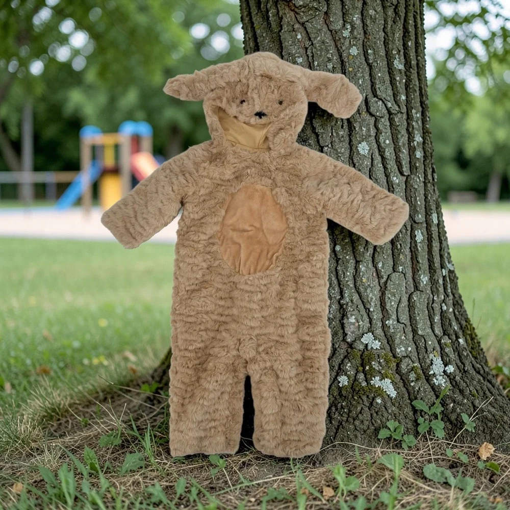 Pottery Barn Kids Puppy Costume 12-24 Months Tan Faux Fur Halloween One Piece - Picture 2 of 8